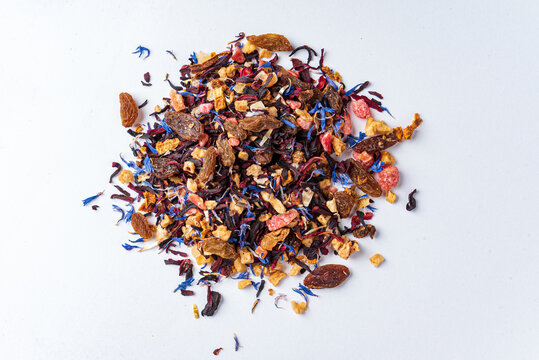 black tea with fruits and petals