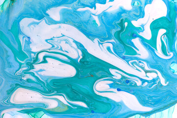 Light blue and white marbling pattern. Marble liquid texture.