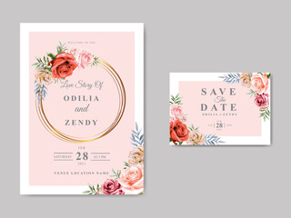 beautiful and elegant wedding invitation with floral design