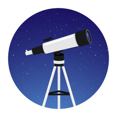 Telescope for astronomy with round night sky