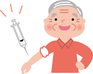 予防接種医師とシニア男性