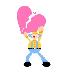 vector illustration clown stress heart break love flat design cartoon style