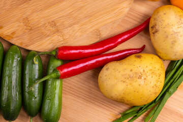 healthy, fresh, raw vegetables and fruits