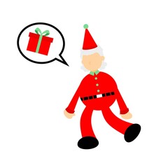 red santa and red box cartoon doodle flat design style vector illustration