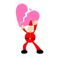 christmas red santa claus pick broken heart cartoon doodle flat design style vector illustration 
