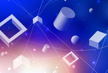 Light Blue, Yellow vector background with polygonal style with circles.