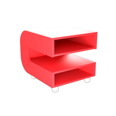 Red C-shaped Coffee table on isolated white background - 3D illustration