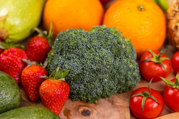 healthy, fresh, raw vegetables and fruits