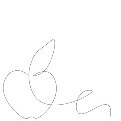 Apple on white background one line drawing, vector illustration	
