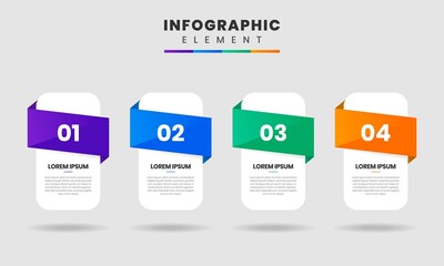 Vector Graphic Infographic Element Design icon templates with 4 options or steps. Can be used for process diagram, presentations, workflow layout, banner, flow chart, infographic.