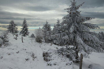 Winter in Grendelbruch in den Vogesen in Frankreich