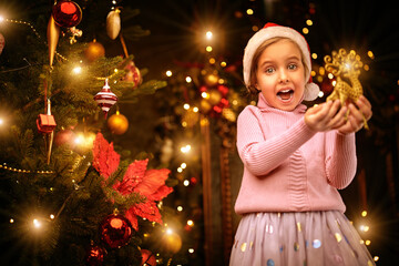 cute girl rejoices