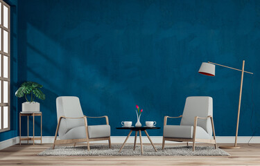 interior living room with armchair. 3D render