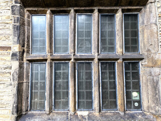 Fototapeta na wymiar Very old, Mullion Window in, Bolling Hall, Bradford, UK