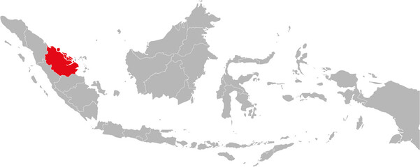 Riau province isolated on indonesia map. Gray background. Business concepts and backgrounds.