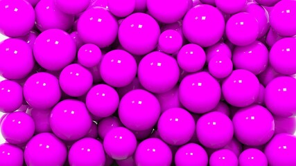 Purple bubbles, design objects. 3d illustration, a bunch of volumetric bright bubbles.