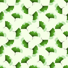 Vector seamless pattern with Ginkgo Biloba leaves; for wrapping paper, packaging, posters, banners, web design.