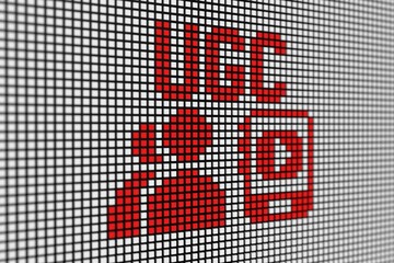 UGC text scoreboard blurred background 3d illustration