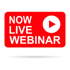 Live webinar icon, online play training seminar , internet streamimg  banner button , vector illustration