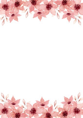 Obraz na płótnie Canvas ピンクの花の水彩イラストフレーム