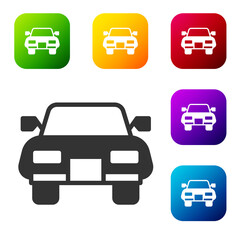 Black Car icon isolated on white background. Set icons in color square buttons. Vector.