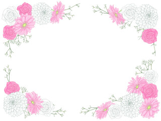 感謝をあらわす花言葉の花を集めたフレーム