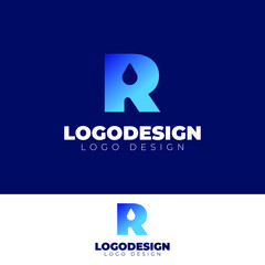 R and drop water creative modern logotype vector template
