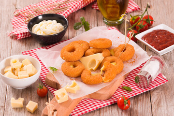 Fried cheese ring.
