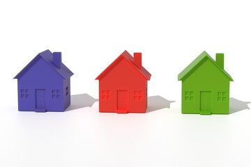 3D illustration. A simple model of a house with a chimney