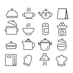 Set of minimal kitchen icon. Cooking concept in modern outline isolated on white background