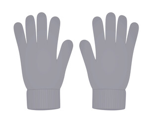 Grey winter gloves. vector illustration