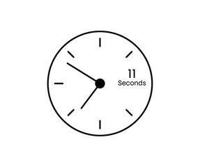11 seconds Countdown modern Timer icon. Stopwatch and time measurement image isolated on white background