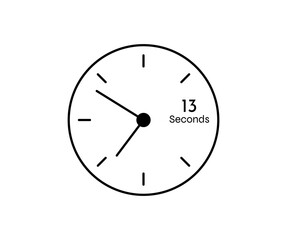 13 seconds Countdown modern Timer icon. Stopwatch and time measurement image isolated on white background
