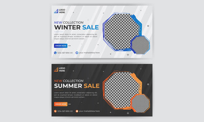 Winter and summer fashion sale social media web banner flyer and cover photo design template