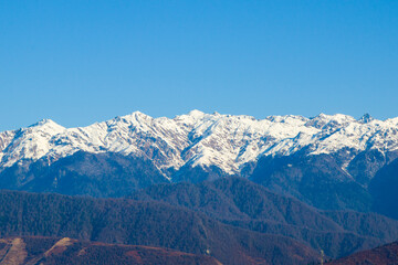 Fototapeta na wymiar Egrisi mountain landscape, winter landscape in Georgia