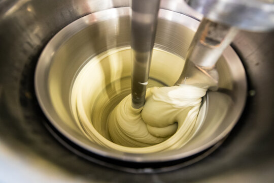 Ice cream machine in process