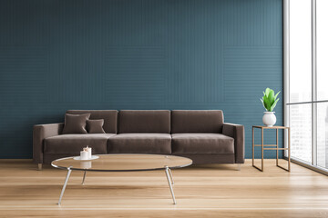 Blue living room with sofa