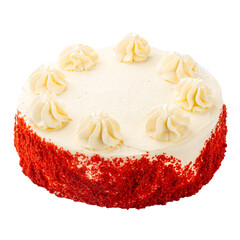Isolated red velvet sponge cake with a cheese cream