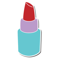 lipstick hand drawn doodle stickers design vector illustration
