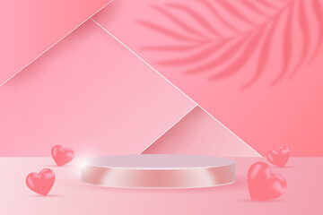 Podium Display product happy valentine's day banners, realistic style minimalist. Premium Vector