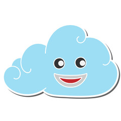 cloud character hand drawn doodle stickers design vector illustration