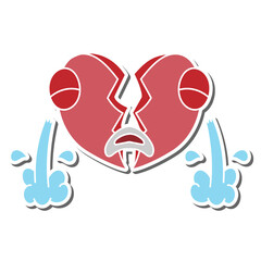broken heart hand drawn doodle stickers design vector illustration
