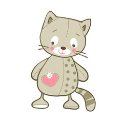 Obraz na płótnie Canvas Cute cartoon cat toy with side patch
