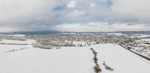 Fototapeta na wymiar Luftbild Harzgerode im Winter