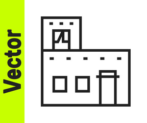 Black line Traditional Mexican house icon isolated on white background. Vector.