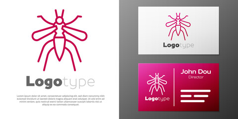 Logotype line Mosquito icon isolated on white background. Logo design template element. Vector.