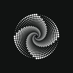 Spiral dots background design. Abstract monochrome background.