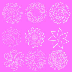 Fototapeta na wymiar Collection of romantic vector flowers for cute design, Valentine's day greeting cards, wedding cards and invitations.