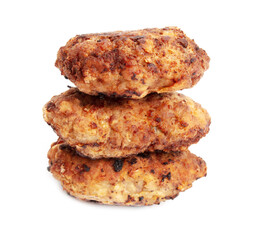 Fried meat cutlets isolated on a white