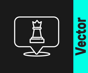 White line Chess icon isolated on black background. Business strategy. Game, management, finance. Vector.